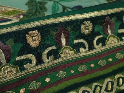 平和屋着物●極上　中国三大刺繍　スワトウ刺繍　泰斗刺繍　総刺繍　訪問着　花唐草文　暈し染め　錆浅葱色地　金糸　逸品　DZAB2581kh6