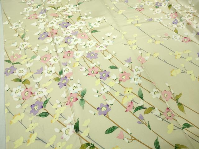 平和屋本店●極上　訪問着　枝花文　薄い女郎花色地　逸品　DZAB2587kh6