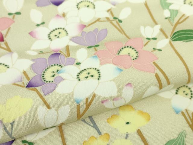 平和屋本店●極上　訪問着　枝花文　薄い女郎花色地　逸品　DZAB2587kh6