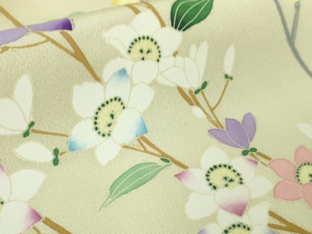 平和屋本店●極上　訪問着　枝花文　薄い女郎花色地　逸品　DZAB2587kh6