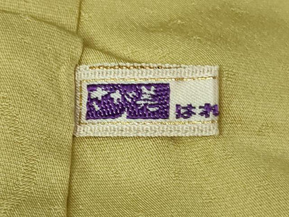 平和屋着物●極上 色無地 お召地 花丸地紋 刈安色 さが美扱い 逸品 DZAB2591kh6