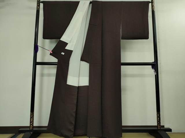 平和屋着物●極上 色無地 鳳凰唐草地紋 烏羽色 逸品 DZAB2592kh6