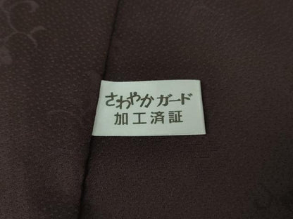 平和屋着物●極上 色無地 鳳凰唐草地紋 烏羽色 逸品 DZAB2592kh6