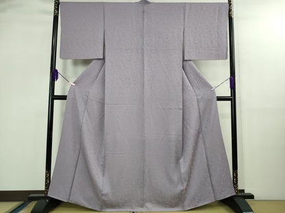平和屋着物●極上 色無地 花唐草地紋 薄葡萄色 逸品 DZAB2593kh6