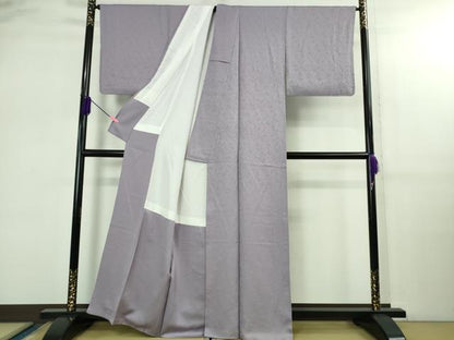 平和屋着物●極上 色無地 花唐草地紋 薄葡萄色 逸品 DZAB2593kh6