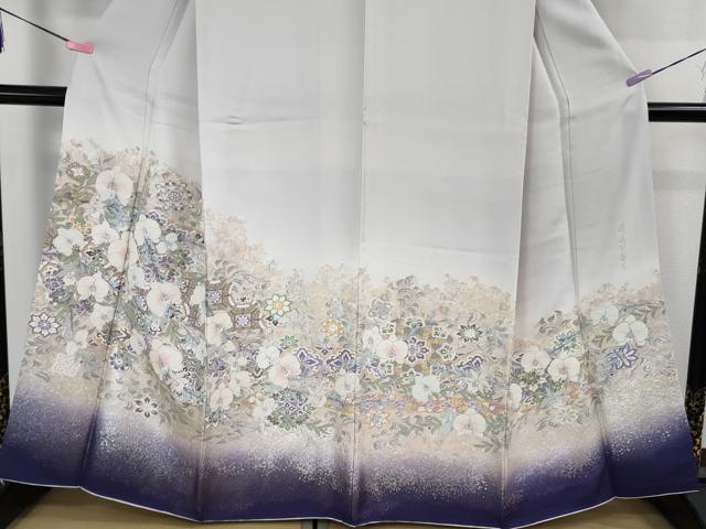 平和屋着物●極上　色留袖　御縫取　寿光織　胡蝶蘭　優美な香り　暈し染め　金銀糸　ほていや扱い　反端付き　逸品　DZAB2594kh6
