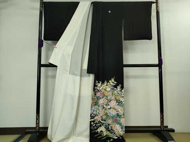 平和屋本店●極上　本加賀友禅作家　金津五雄　黒留袖　花籠に小鳥　証紙付き　逸品　DZAB2595kh6