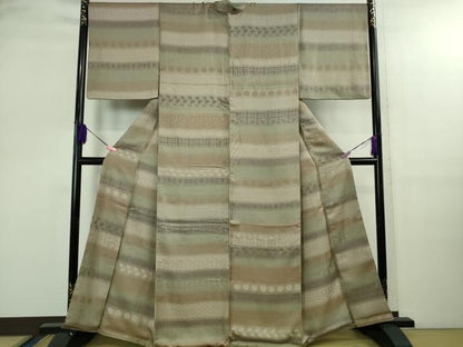 平和屋着物●極上 お召 名物裂 横段文 逸品 DZAB2598kh6
