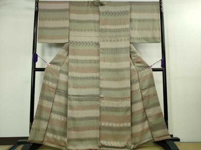 平和屋着物●極上 お召 名物裂 横段文 逸品 DZAB2598kh6