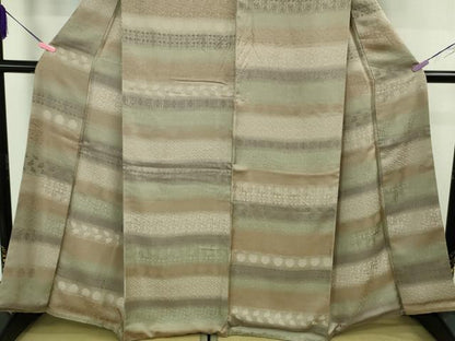 平和屋着物●極上 お召 名物裂 横段文 逸品 DZAB2598kh6