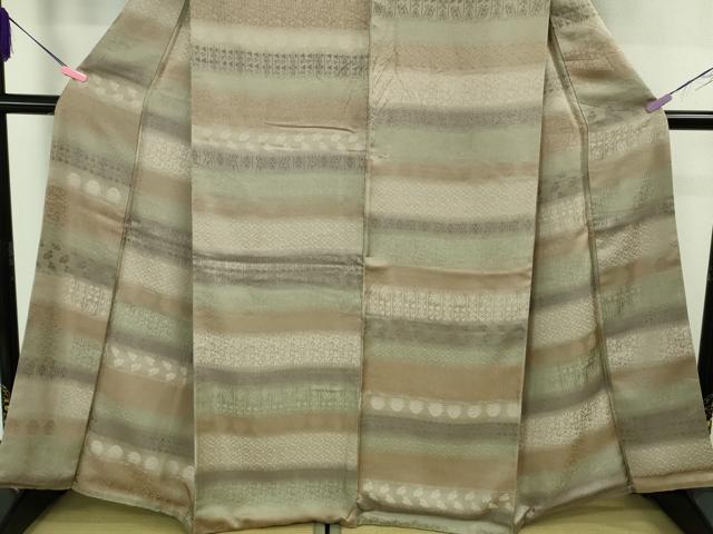 平和屋着物●極上 お召 名物裂 横段文 逸品 DZAB2598kh6