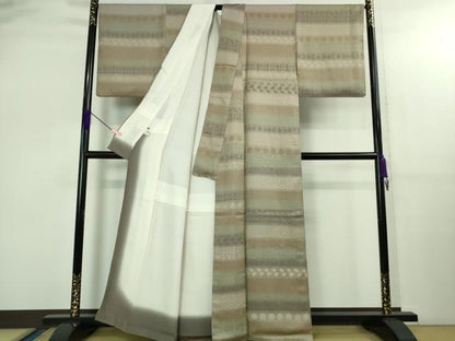 平和屋着物●極上 お召 名物裂 横段文 逸品 DZAB2598kh6