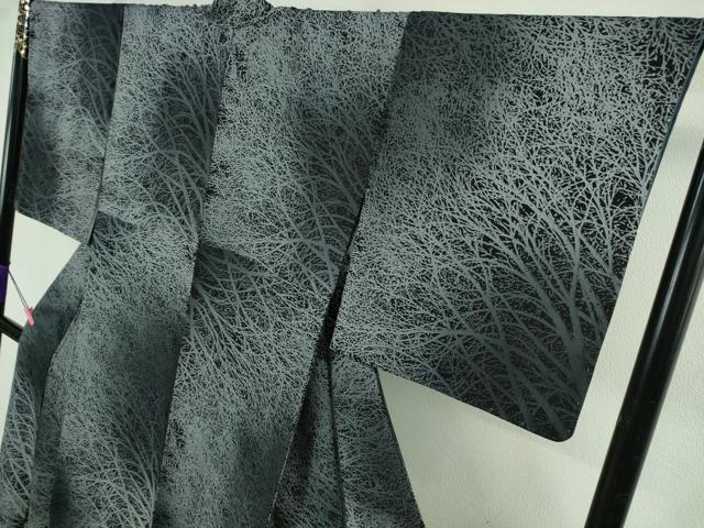 平和屋着物●極上 小紋 背抜き仕立て 樹林文 暈し染め 逸品 未使用 DZAB2599kh6