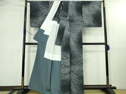 平和屋着物●極上 小紋 背抜き仕立て 樹林文 暈し染め 逸品 未使用 DZAB2599kh6