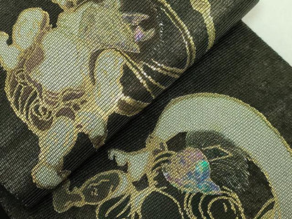 平和屋着物●極上　男性　角帯　螺鈿箔　風神雷神　金彩　逸品　DZAB2601kh6