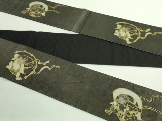 平和屋着物●極上　男性　角帯　螺鈿箔　風神雷神　金彩　逸品　DZAB2601kh6