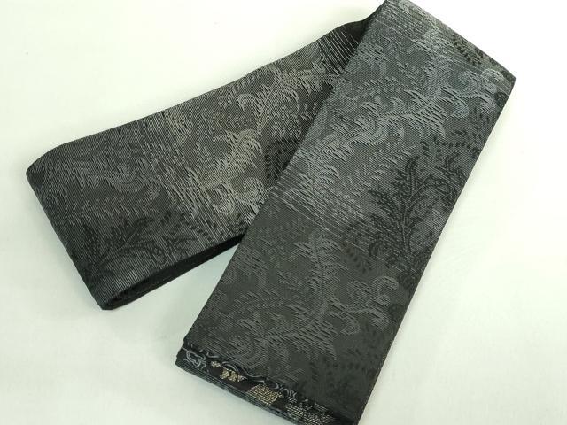 平和屋着物●極上　男性　両面　角帯　鳳凰　黒地　金糸　逸品　DZAB2603kh6