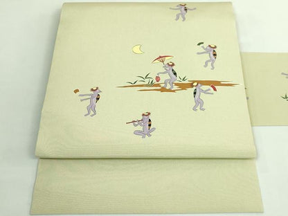 平和屋着物●極上　九寸名古屋帯　手描き　河童　逸品　DZAB2609kh6