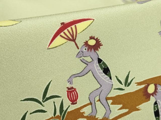 平和屋着物●極上　九寸名古屋帯　手描き　河童　逸品　DZAB2609kh6