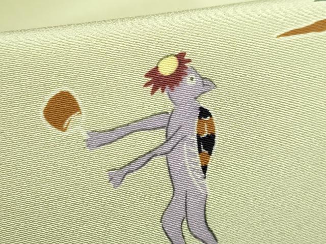 平和屋着物●極上　九寸名古屋帯　手描き　河童　逸品　DZAB2609kh6