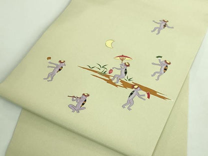 平和屋着物●極上　九寸名古屋帯　手描き　河童　逸品　DZAB2609kh6