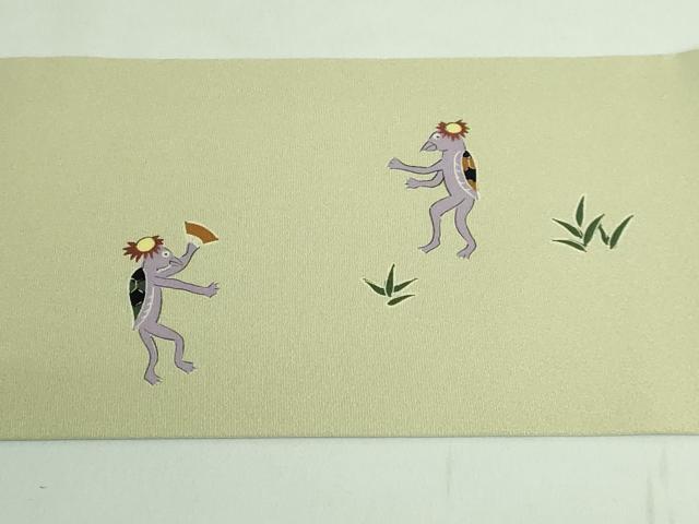 平和屋着物●極上　九寸名古屋帯　手描き　河童　逸品　DZAB2609kh6