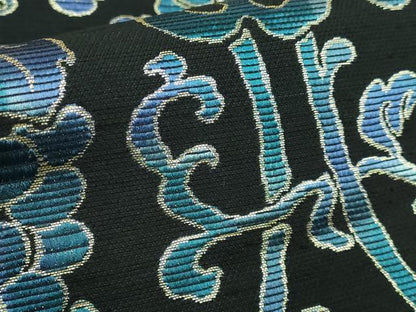 平和屋着物●極上　六通柄袋帯　葡萄蔦の葉文　黒地　金糸　逸品　DZAB2611kh6