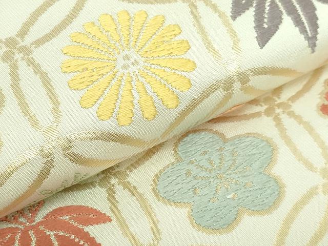 平和屋着物●極上　西陣　川島織物　九寸開き名古屋帯　唐織　七宝花文　金糸　三越扱い　逸品　DZAB2615kh6