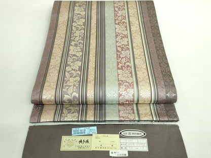 平和屋着物●極上　本場筑前博多織　両面　全通柄袋帯　至宝間道　西村織物　証紙付き　逸品　DZAB2618kh6