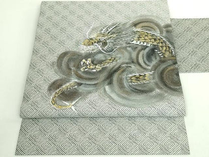 平和屋着物●極上　九寸名古屋帯　手描き　龍　金銀彩　鈴乃屋扱い　逸品　DZAB2625kh6
