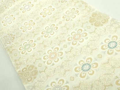 平和屋着物●極上 六通柄袋帯 唐織 花唐草 金糸 逸品 DZAB2630kh6