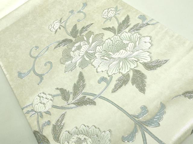 平和屋本店●極上　金彩友禅　卓越技能者・名工・和田光正監修　華陽　太鼓柄袋帯　花唐草　銀彩　逸品　DZAB2633kh6