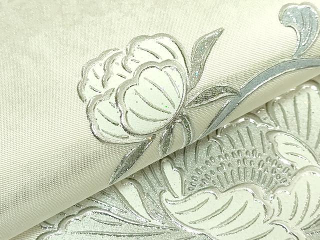 平和屋本店●極上　金彩友禅　卓越技能者・名工・和田光正監修　華陽　太鼓柄袋帯　花唐草　銀彩　逸品　DZAB2633kh6