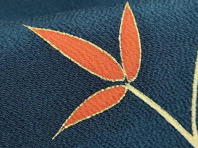 平和屋本店●極上　銀座　志ま亀　九寸名古屋帯　草木文　褐返色地　金彩　鬼しぼ縮緬　たとう紙付き　逸品　DZAB2637kh6