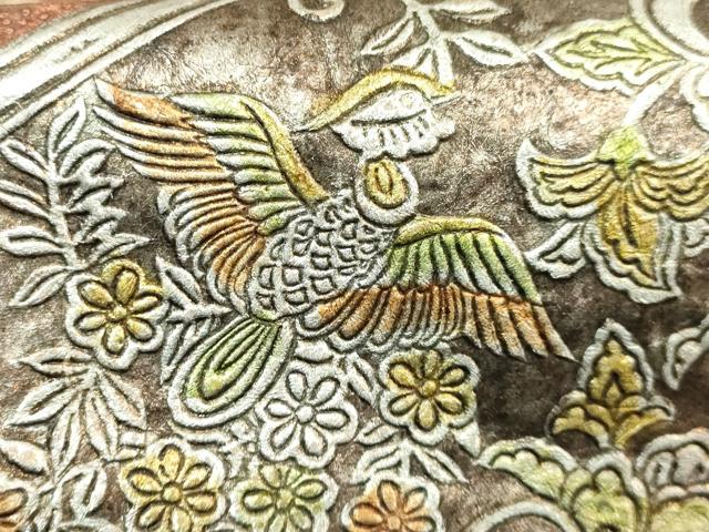 平和屋本店○極上 金唐革 和泉紫峯 両面 六通柄袋帯 鳳凰花