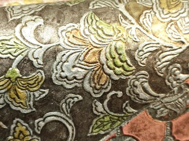 平和屋本店○極上 金唐革 和泉紫峯 両面 六通柄袋帯 鳳凰花