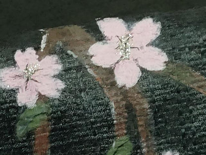 平和屋着物●極上 九寸名古屋帯 手描き 夜桜 黒地 逸品 DZAB2650kh6