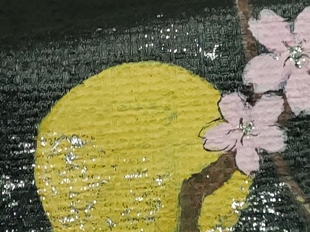 平和屋着物●極上 九寸名古屋帯 手描き 夜桜 黒地 逸品 DZAB2650kh6