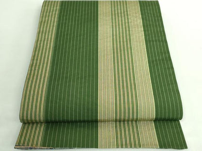 平和屋着物●極上　両面　全通柄袋帯　花織　横段文　縞　逸品　DZAB2651kh6