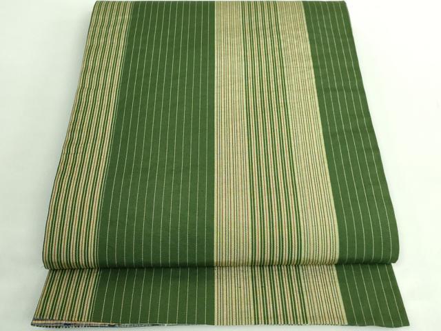 平和屋着物●極上　両面　全通柄袋帯　花織　横段文　縞　逸品　DZAB2651kh6