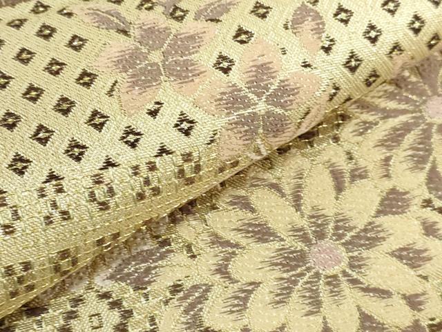 平和屋着物●極上 両面 六通柄袋帯 舞花文 菱 金糸 やまと誂製 逸品 DZAB2652kh6