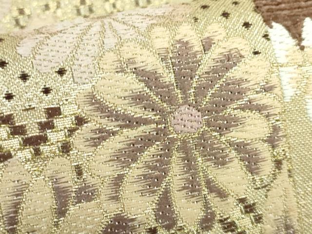 平和屋着物●極上 両面 六通柄袋帯 舞花文 菱 金糸 やまと誂製 逸品 DZAB2652kh6