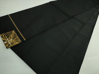 平和屋本店●極上　加藤宗玄　爪掻本綴れ　八寸名古屋帯　松葉　黒地　金銀糸　逸品　DZAB2657kh6