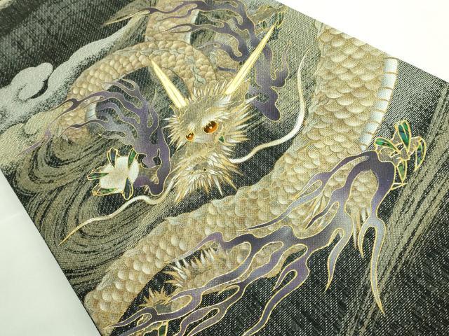 袋帯　龍 織善 松田忍 謹製 袋帯【舞う龍 シルバー】 [241021-ryuho-15