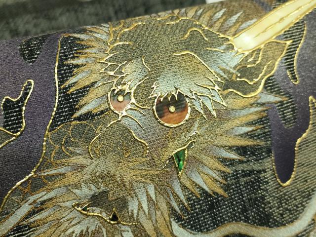 平和屋本店●極上　西陣　おぐら謹製　太鼓柄袋帯　螺鈿　龍　金彩　証紙付き　逸品　未使用　DZAB2662kh6