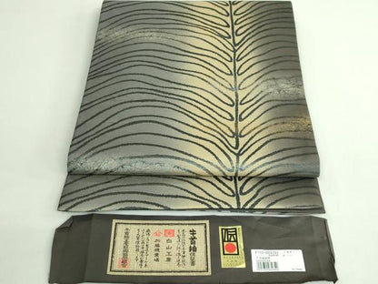 平和屋着物●極上 石川県指定無形文化財 牛首紬 白山工房 手織り 全通柄袋帯 間道 金銀彩 逸品 DZAB2663kh6