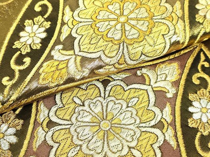 平和屋着物●極上　だらり帯　芸姑　舞妓　両面　全通柄袋帯　花菱文　金銀糸　逸品　DZAB2666kh6