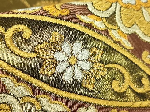 平和屋着物●極上　だらり帯　芸姑　舞妓　両面　全通柄袋帯　花菱文　金銀糸　逸品　DZAB2666kh6