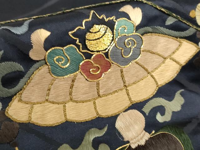 平和屋着物●極上 アンティーク 大正ロマン 九寸名古屋帯 引き抜き帯 総手刺繍 龍 宝尽くし 金糸 逸品 DZAB2670kh6