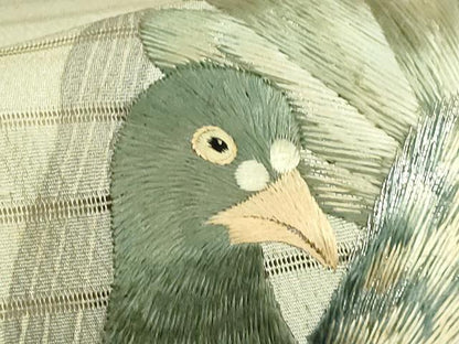 平和屋本店●極上　アンティーク　大正ロマン　丸帯　引き抜き帯　総手刺繍　鳩　百合　金銀糸　逸品　DZAB2671kh6